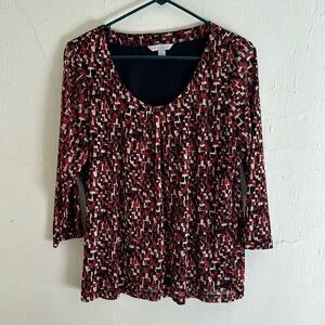 Laura Ashley blouse long sleeves red and black with black liner size XL